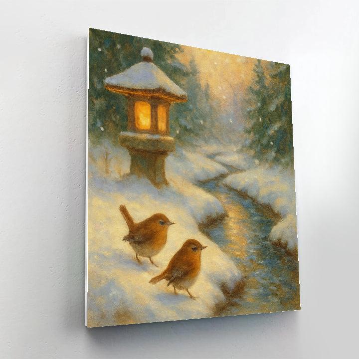 Snowy Wrens By The Lantern Brook Paint by numbers art