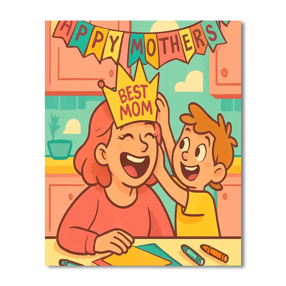 Mothers Day Paper Crown Ceremony DIY paint by numbers