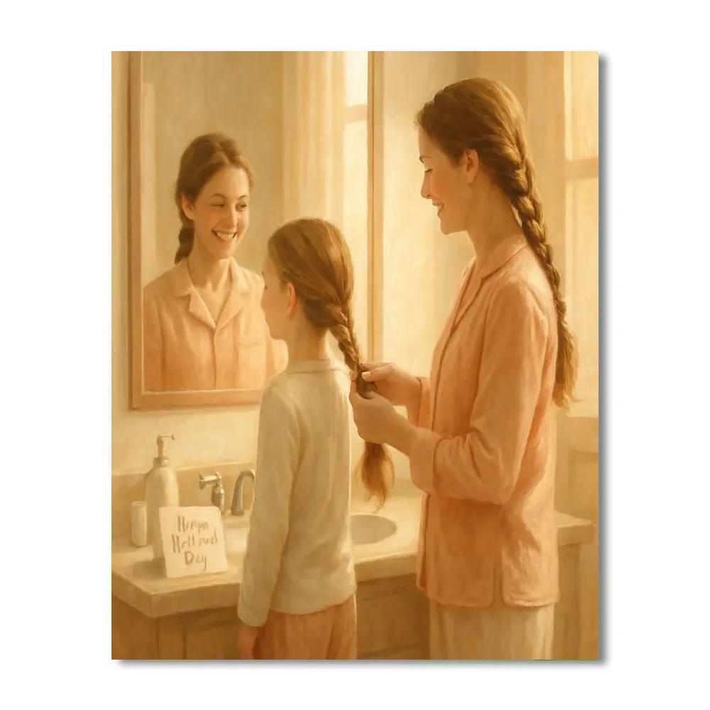 Morning Mirror Matching Hairstyles DIY paint by numbers