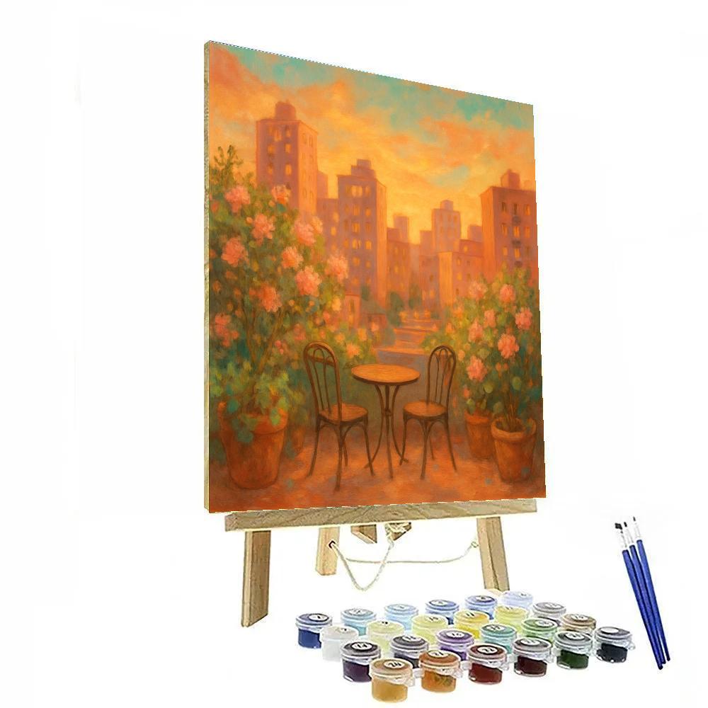 Rooftop Garden At Golden Dusk paint by numbers