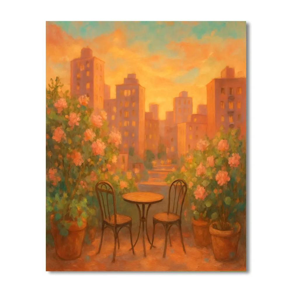 Rooftop Garden At Golden Dusk paint by numbers