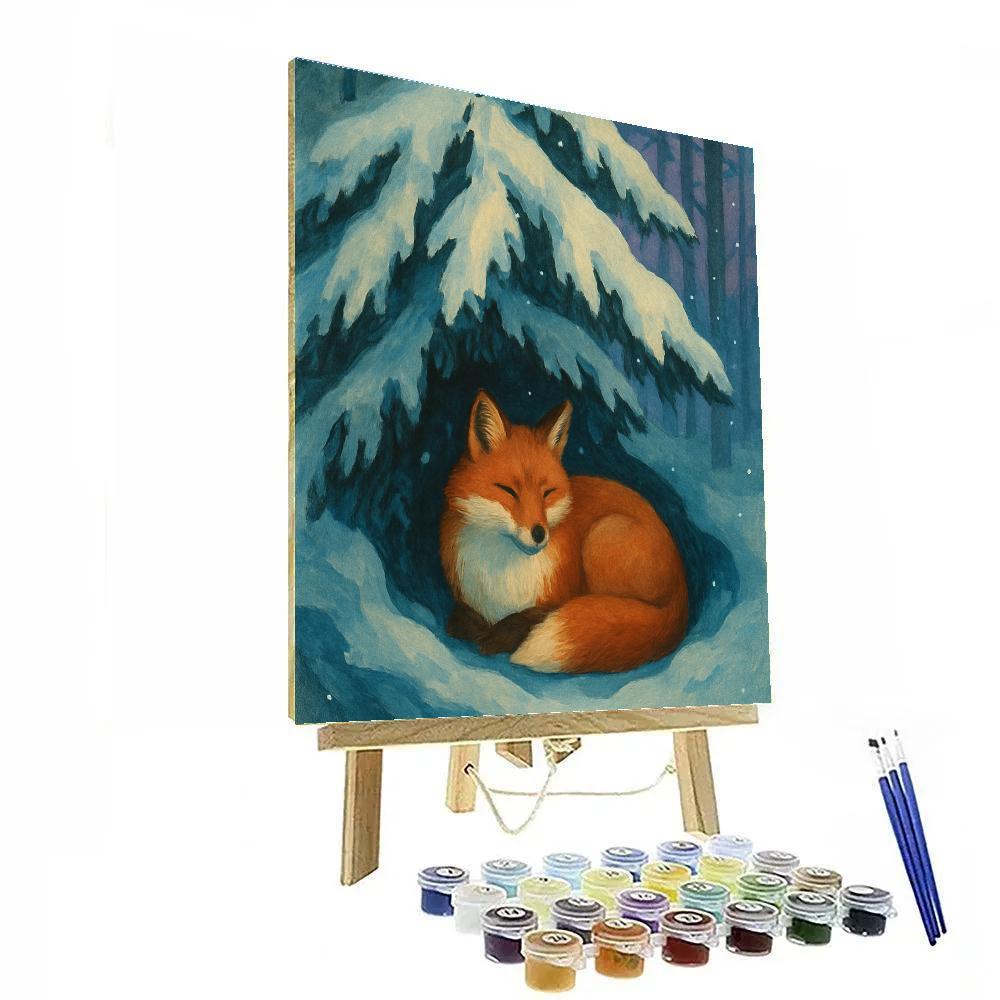 Twilight Fox In The Snowy Hollow paint by numbers