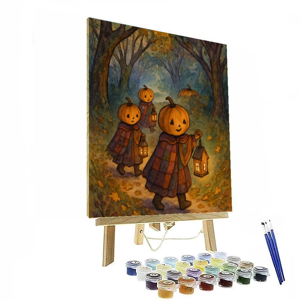 Lantern Parade Of The Pumpkin Children Painting by numbers kit