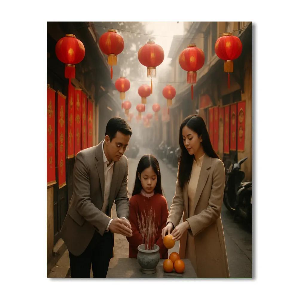 First Day Of Lunar New Year In Hanoi Old Quarter Painting by numbers kit