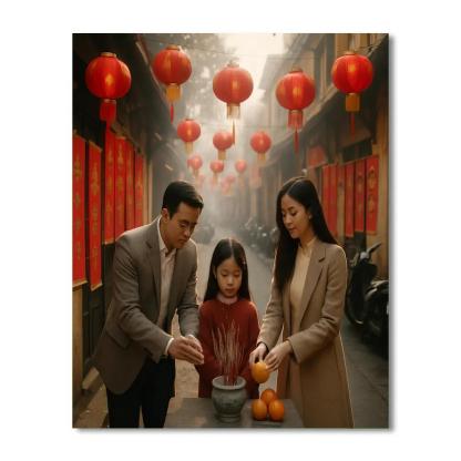 First Day Of Lunar New Year In Hanoi Old Quarter Painting by numbers kit