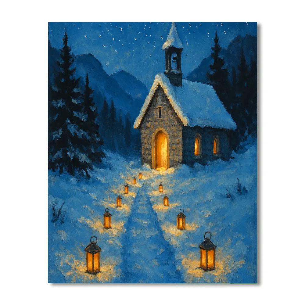 Lantern Path To The Winter Chapel Paint by numbers art
