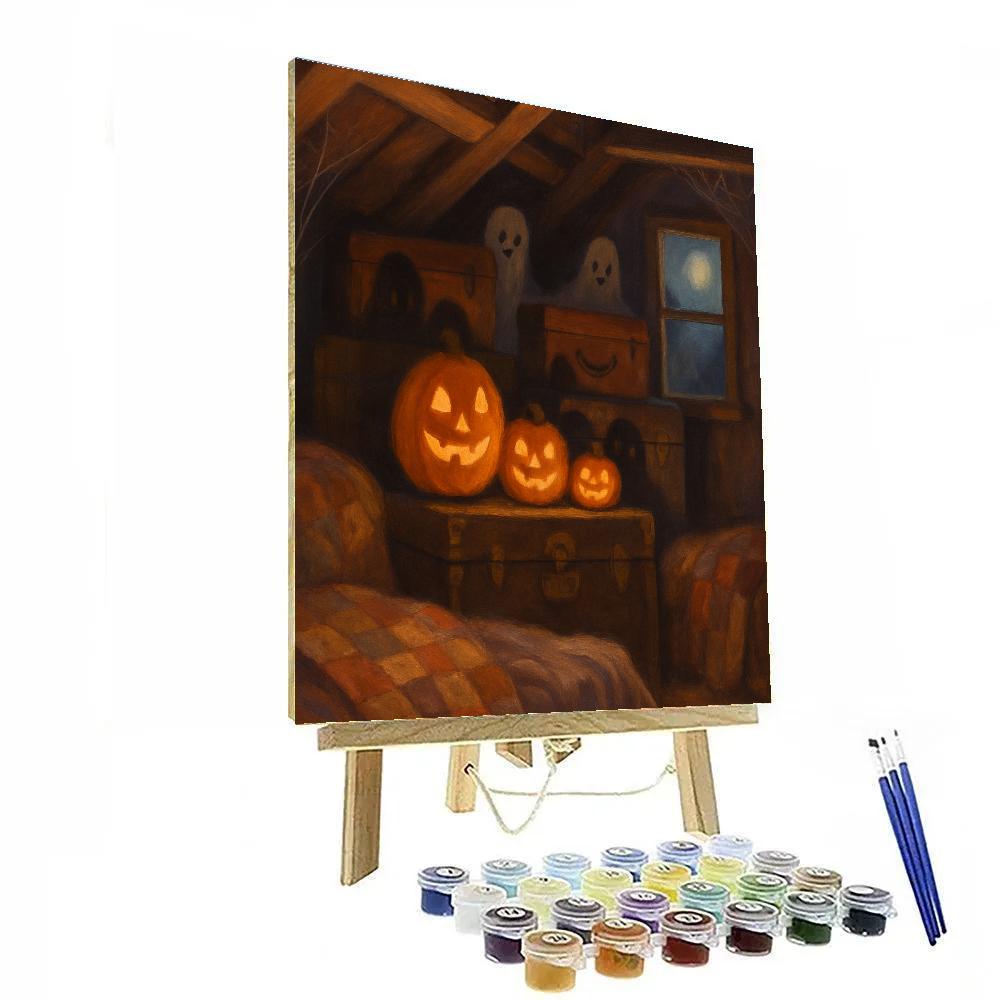 Cozy Haunted Attic With Friendly Shadows Number painting