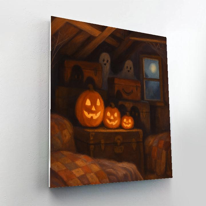 Cozy Haunted Attic With Friendly Shadows Number painting