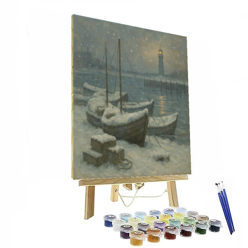 Snowfall Over The Quiet Harbor Painting by numbers kit