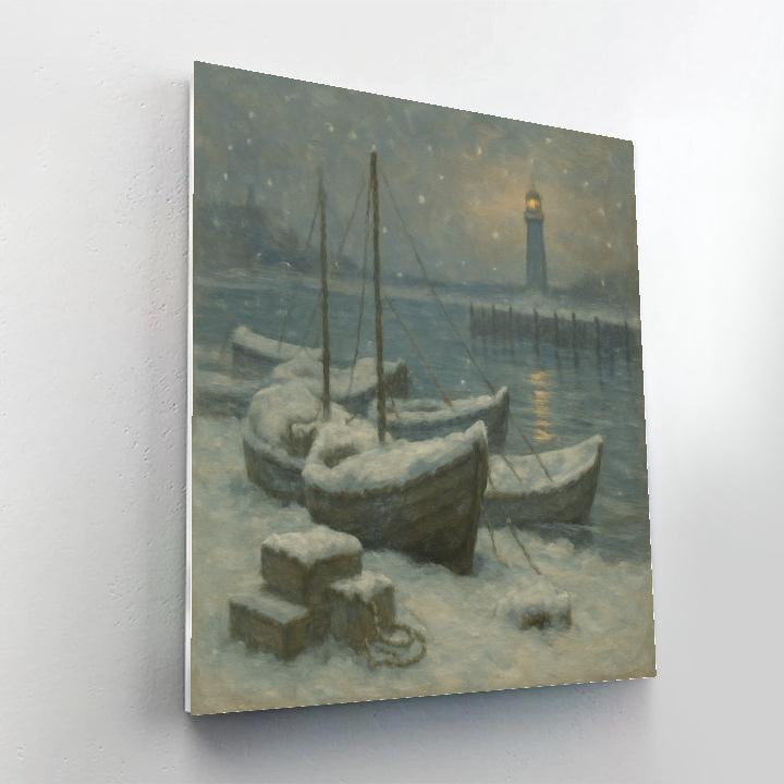 Snowfall Over The Quiet Harbor Painting by numbers kit