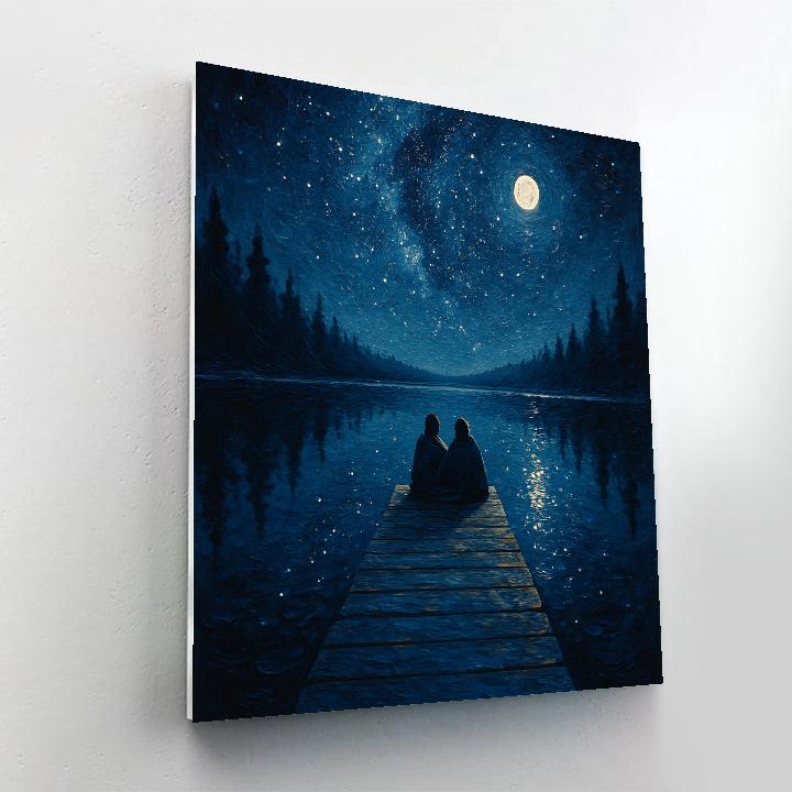 Stargazers Dock On Midnight Lake Paint by numbers art