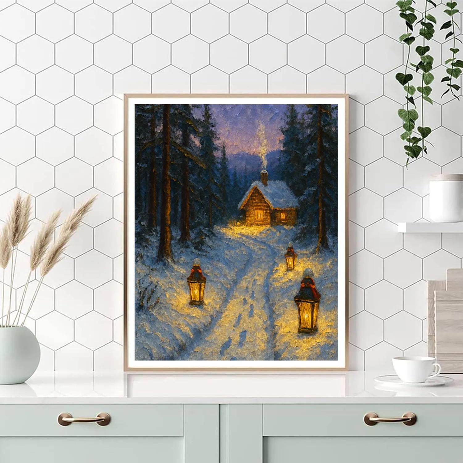 Cozy Lantern Path To The Cabin DIY paint by numbers