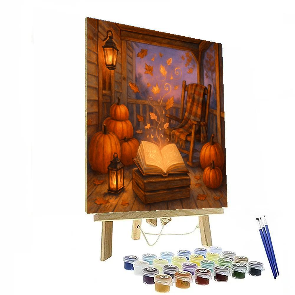 Enchanted Porch With Autumn Spellbook paint by number