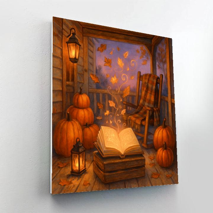 Enchanted Porch With Autumn Spellbook paint by number