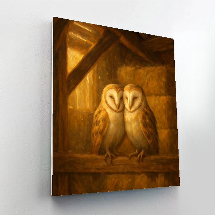 Barn Owls In The Loft Glow DIY paint by numbers