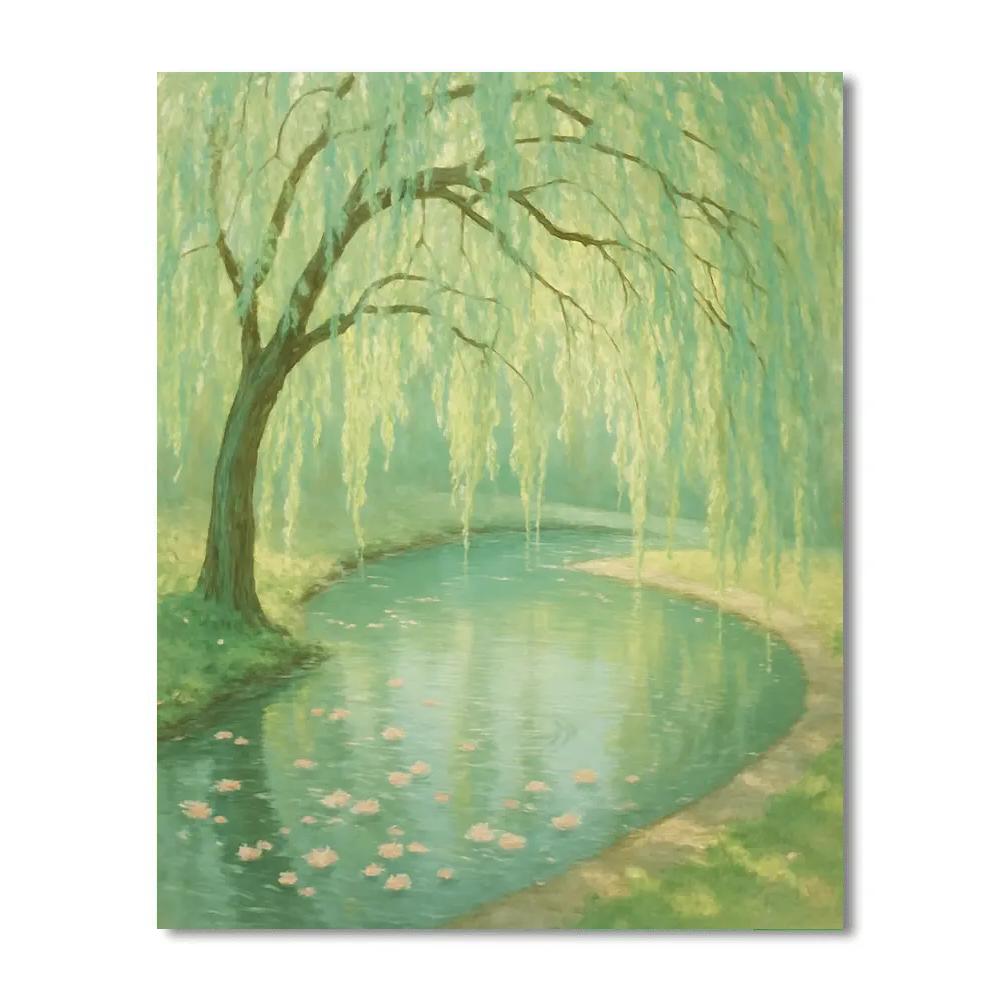 Springtime Willow Embrace Lagoon DIY paint by numbers