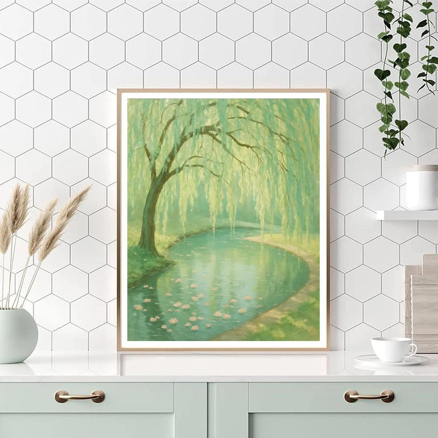 Springtime Willow Embrace Lagoon DIY paint by numbers