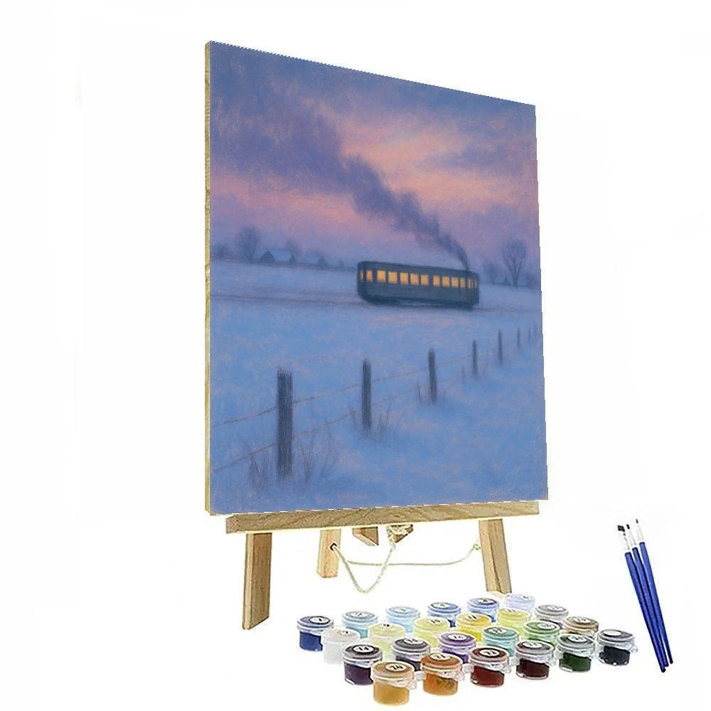Quiet Train Through Winter Fields paint by numbers