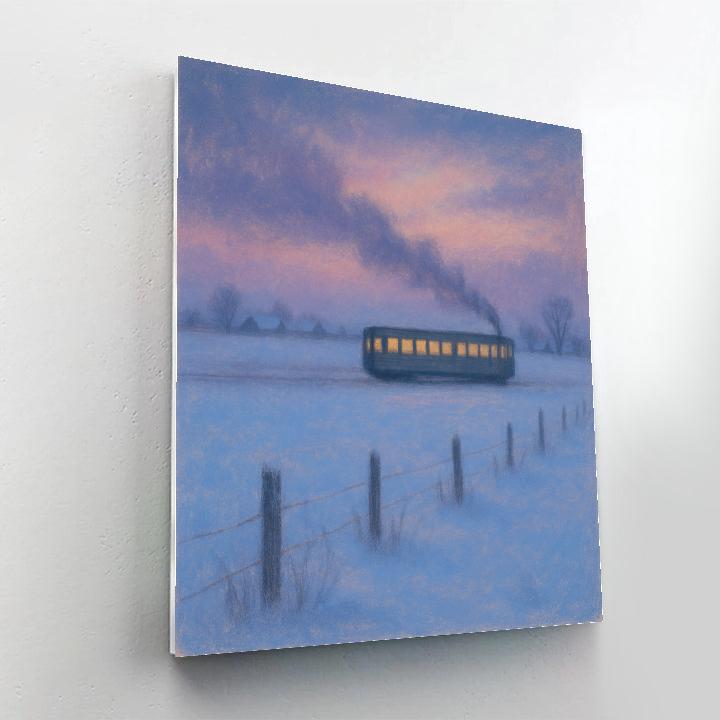 Quiet Train Through Winter Fields paint by numbers