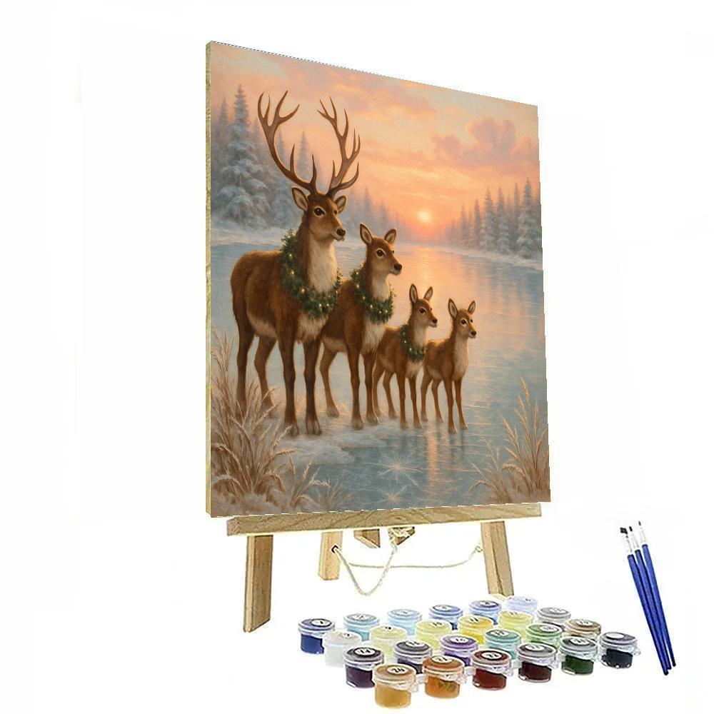 Reindeer Guardians Of The Frozen Lake DIY paint by numbers