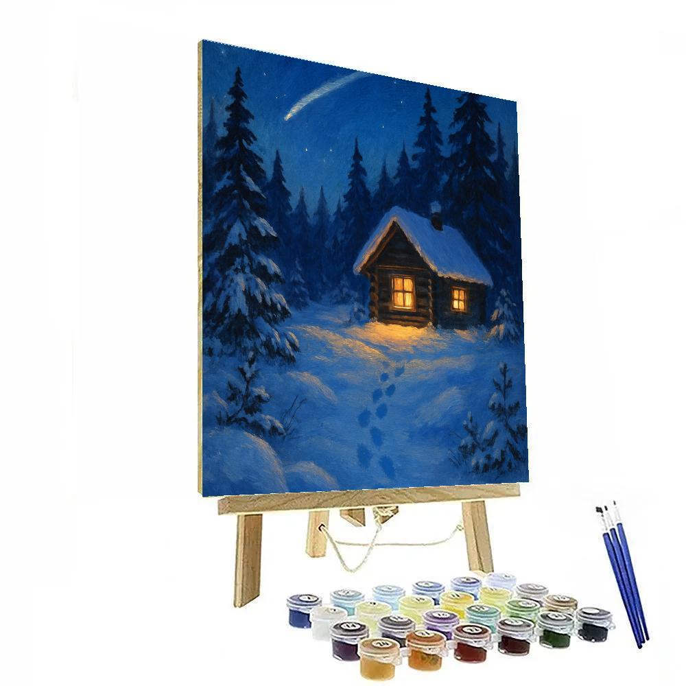 Comet Trail Winter Cabin paint by number