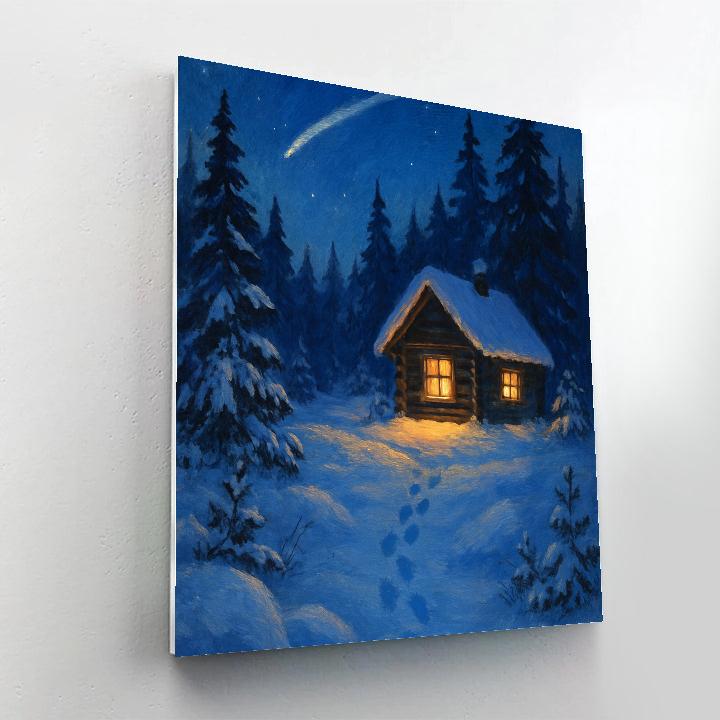 Comet Trail Winter Cabin paint by number