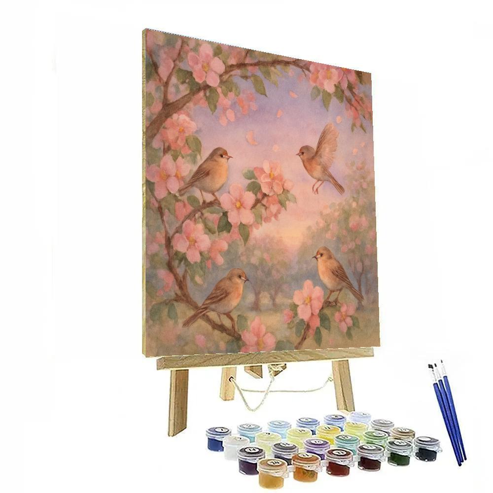 Finches Among The Evening Apple Blossoms Painting by numbers kit
