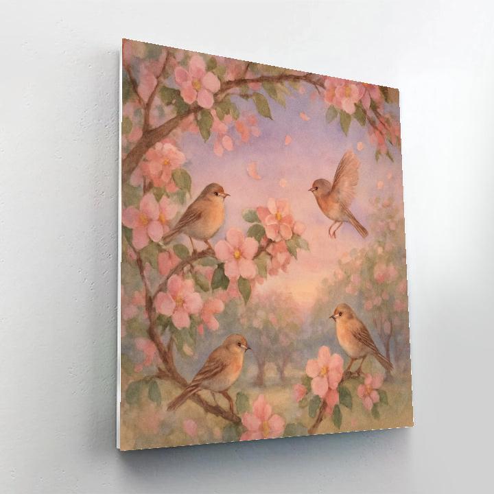 Finches Among The Evening Apple Blossoms Painting by numbers kit
