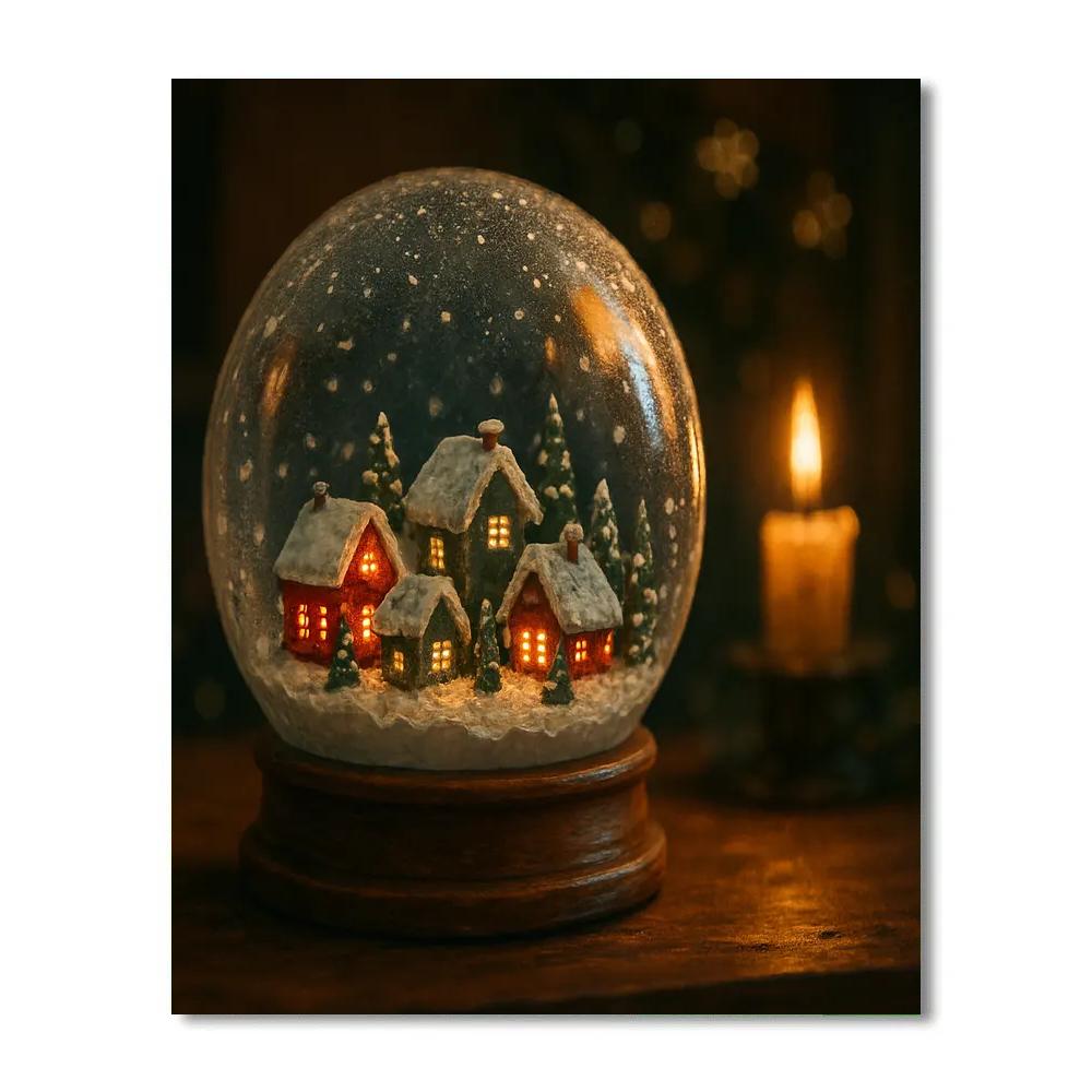 Snow Globe Town At Midnight DIY paint by numbers
