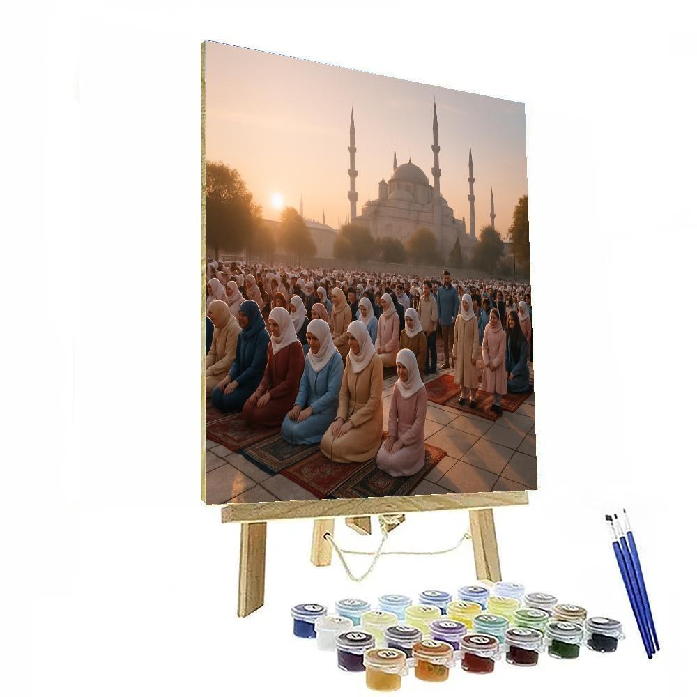 Eid Al Fitr Morning Prayer In Istanbul Square painting number kit