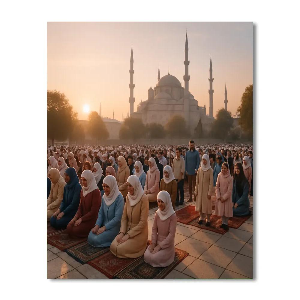 Eid Al Fitr Morning Prayer In Istanbul Square painting number kit