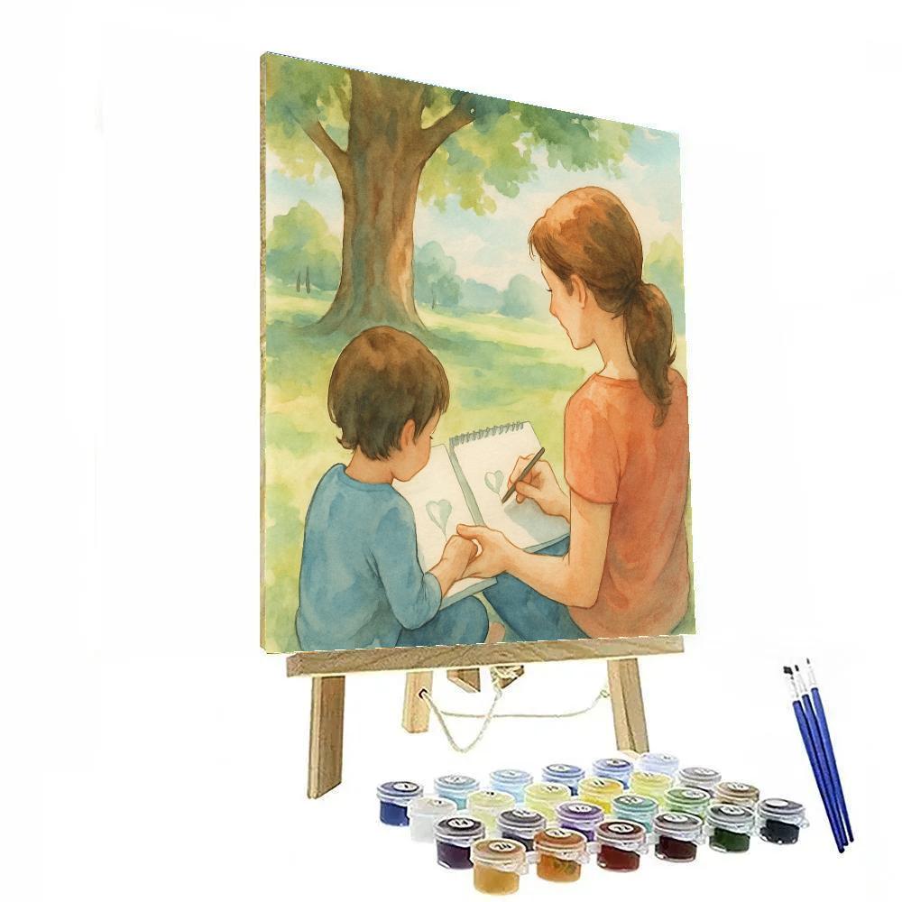 Mothers Day Park Sketching Lesson Paint by numbers kits