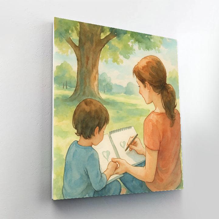 Mothers Day Park Sketching Lesson Paint by numbers kits