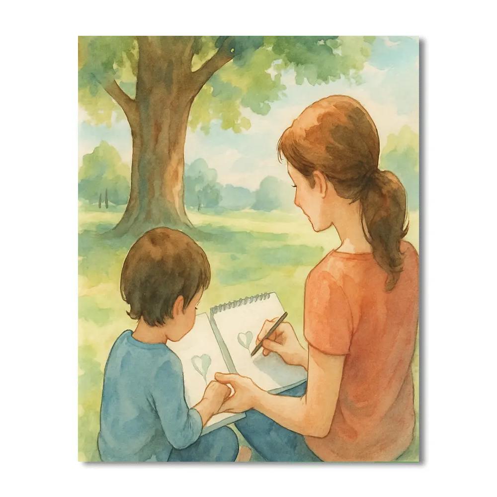 Mothers Day Park Sketching Lesson Paint by numbers kits