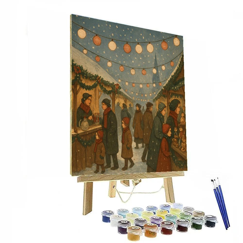 Christmas Market Under Paper Lanterns painting number kit