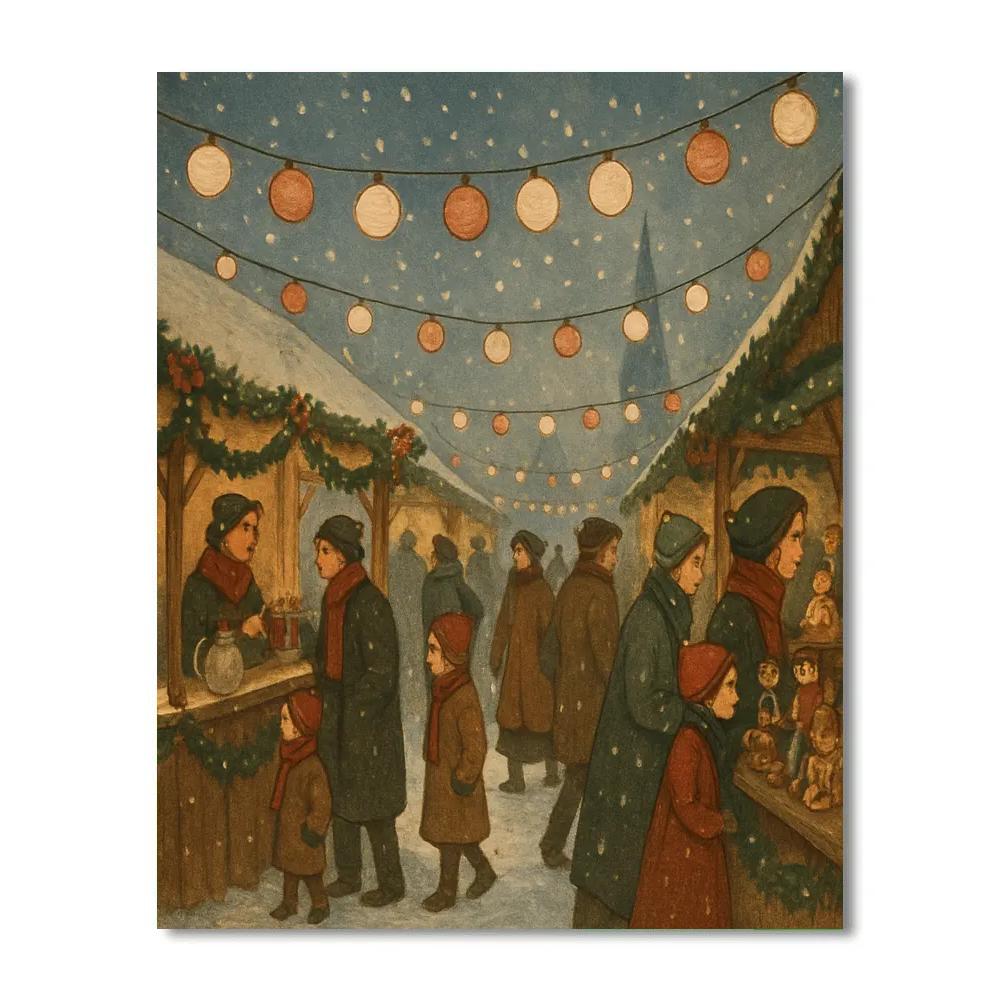 Christmas Market Under Paper Lanterns painting number kit