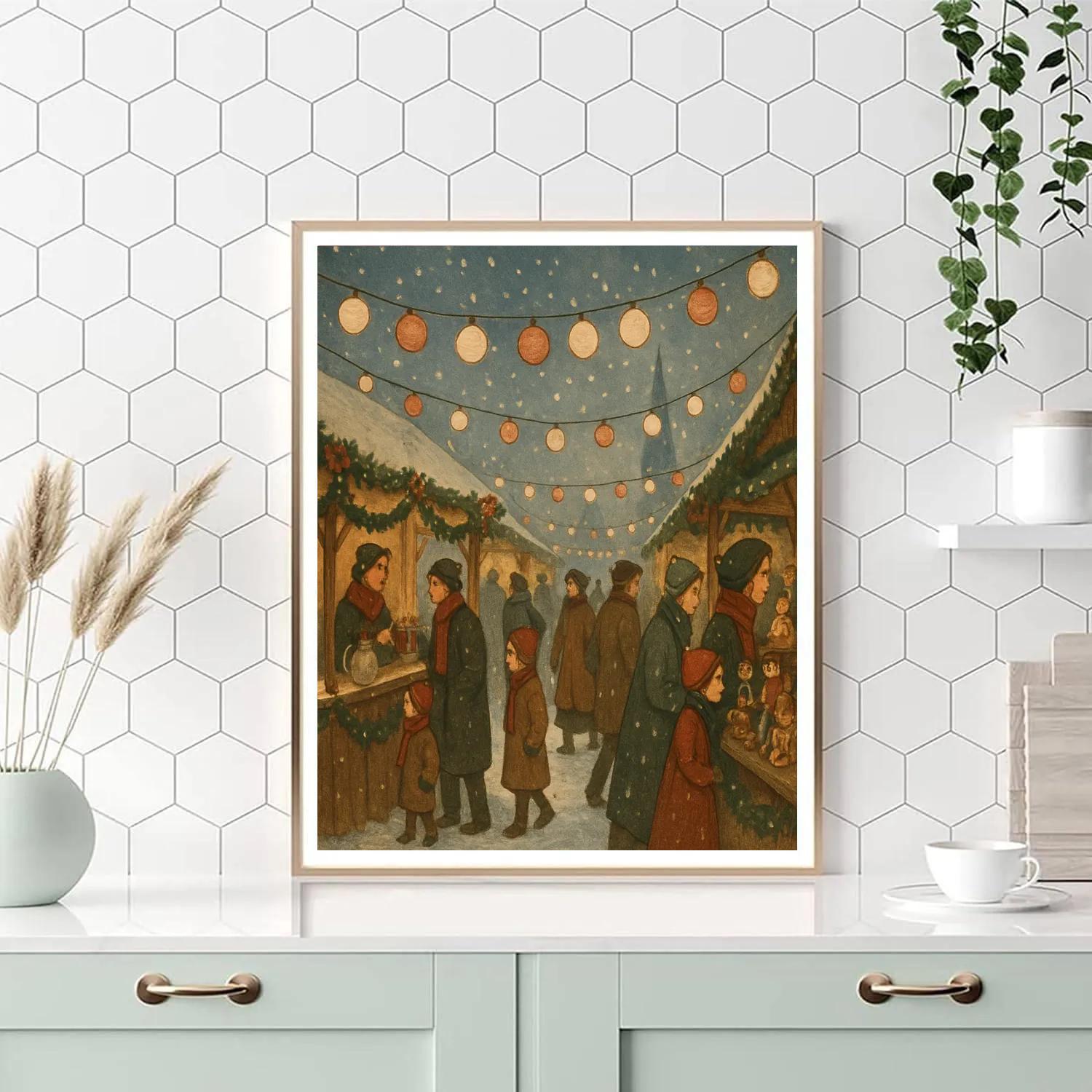 Christmas Market Under Paper Lanterns painting number kit