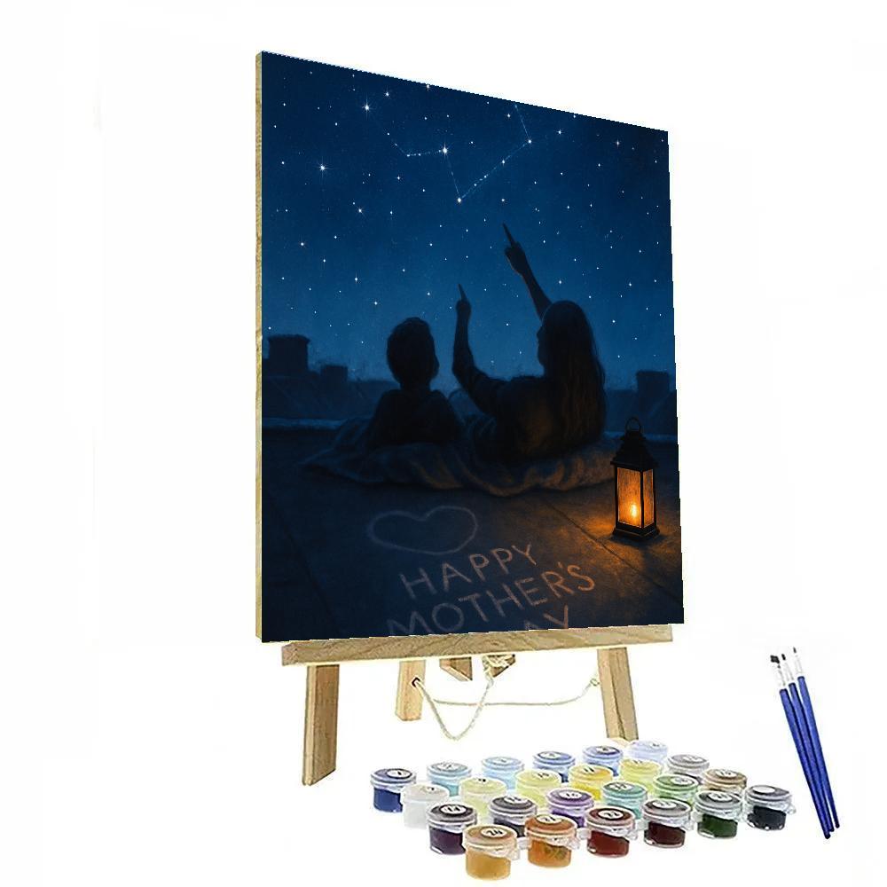Stargazing On The Rooftop With Mom Painting by numbers kit