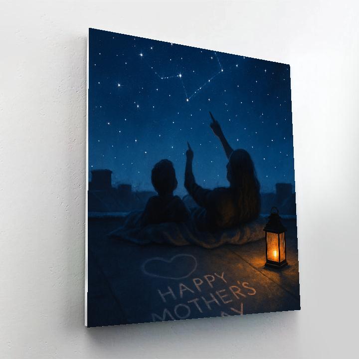 Stargazing On The Rooftop With Mom Painting by numbers kit