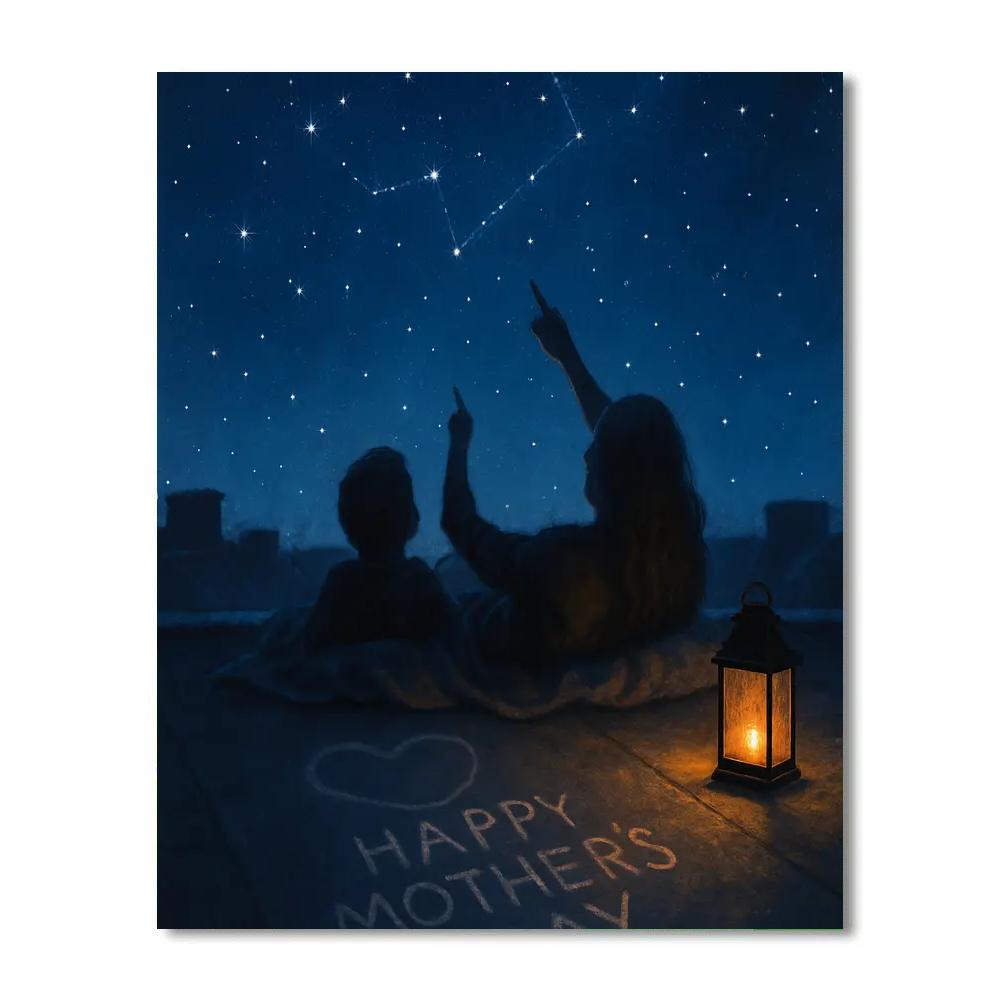 Stargazing On The Rooftop With Mom Painting by numbers kit