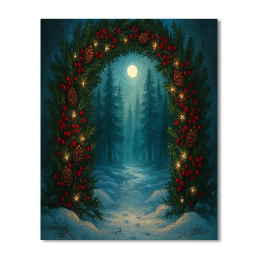 Evergreen Archway To Winter Fairytale paint by color