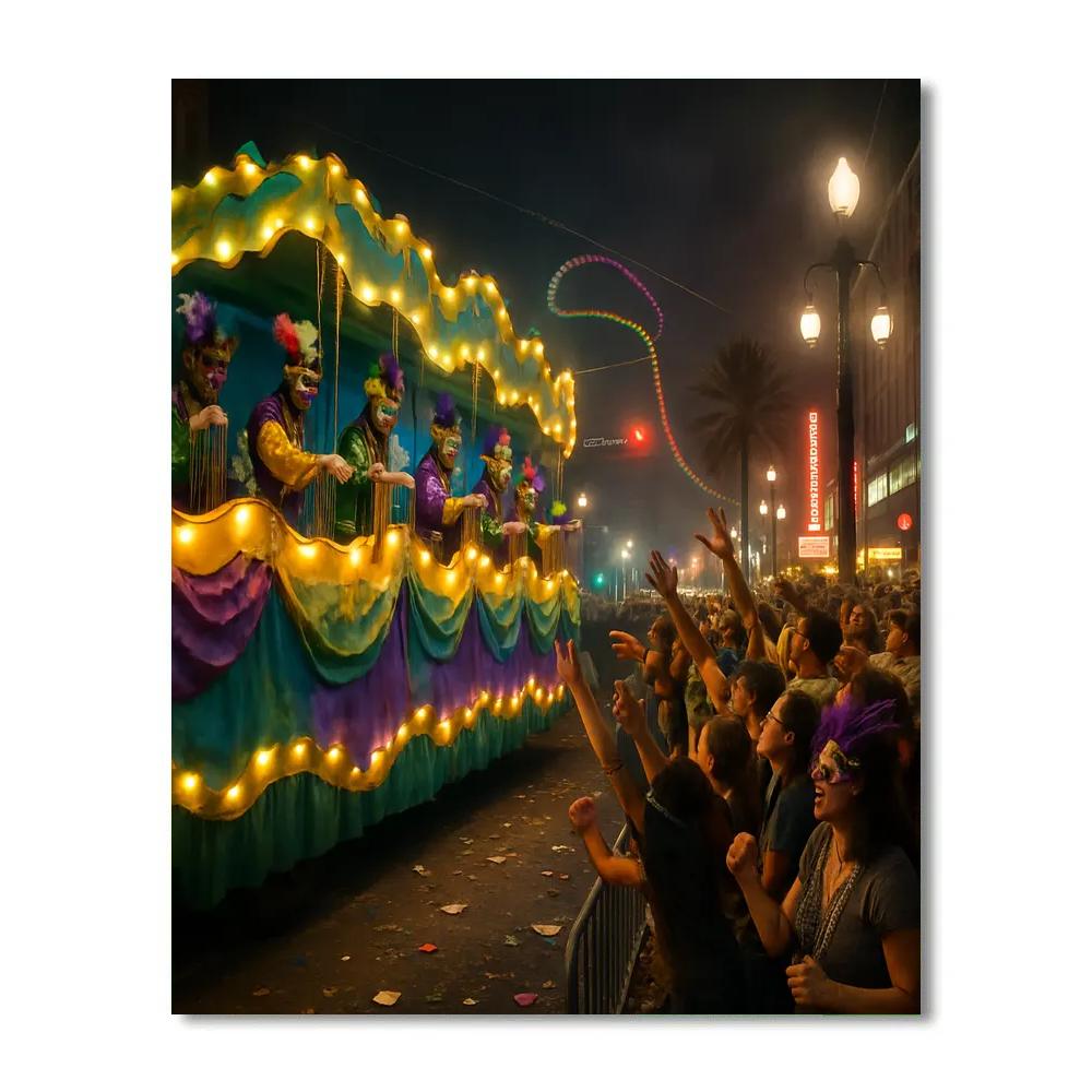 Mardi Gras Night Parade On New Orleans Canal Street Painting by numbers kit