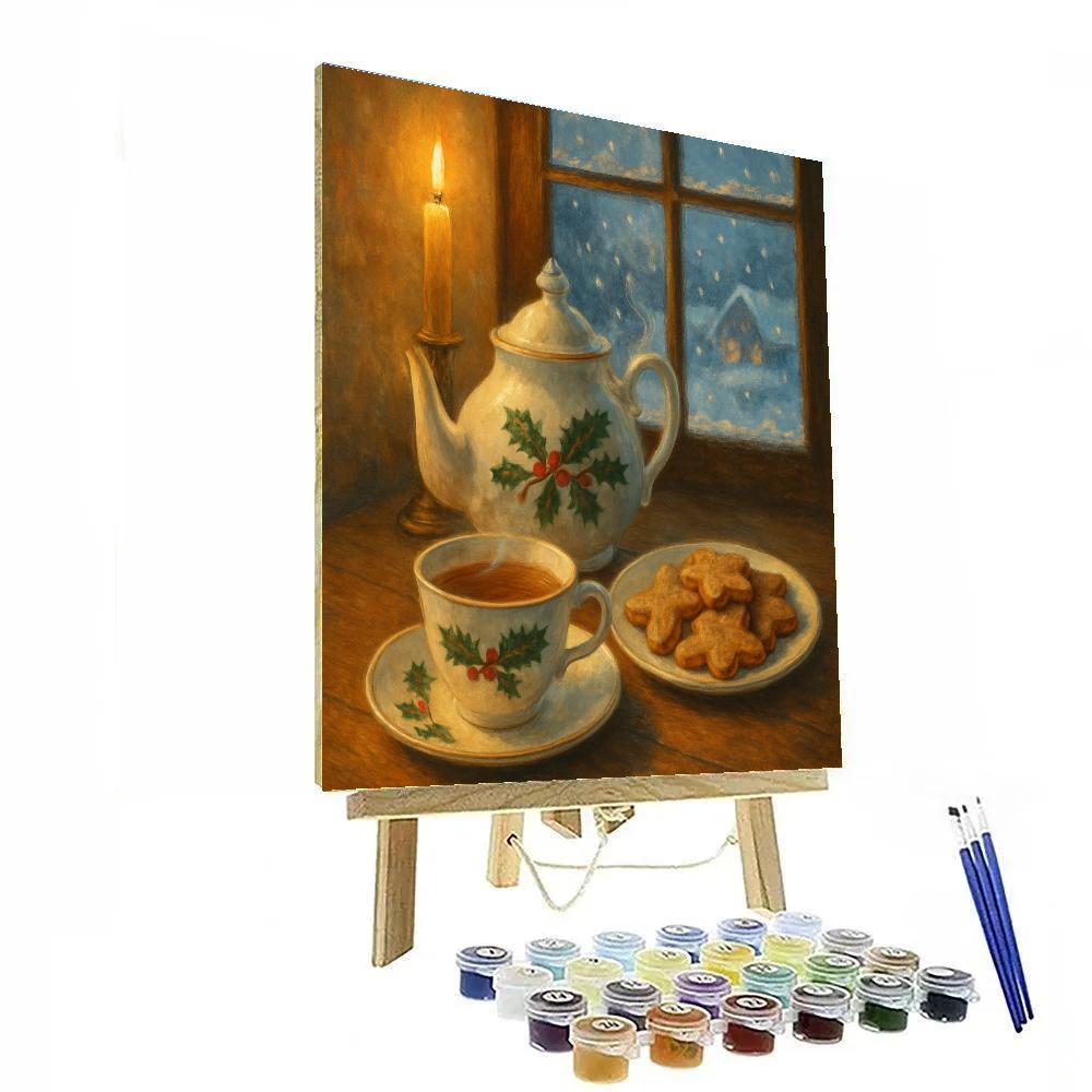 Christmas Tea By The Frosted Window paint by numbers