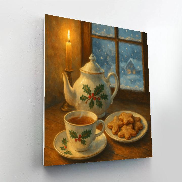 Christmas Tea By The Frosted Window paint by numbers