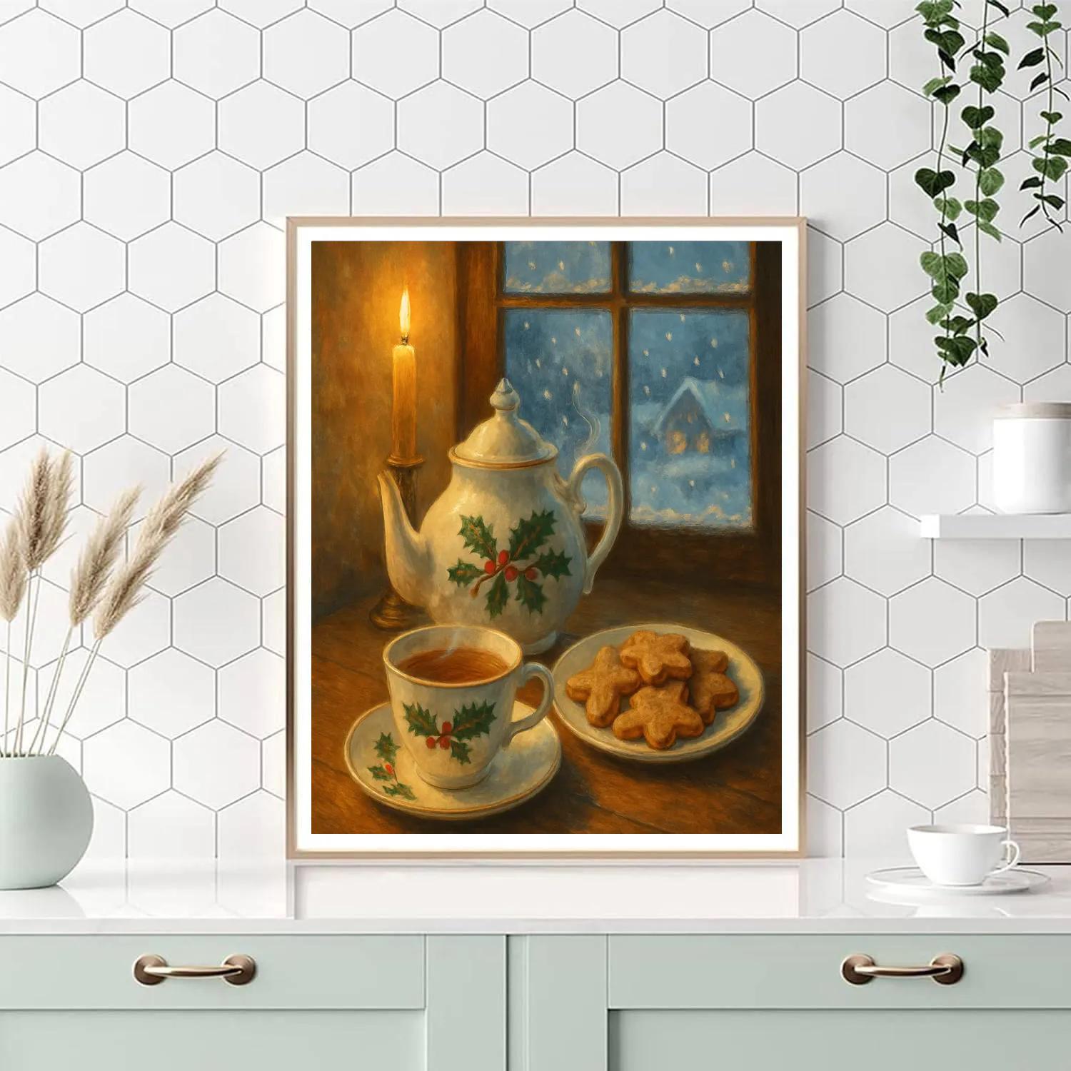 Christmas Tea By The Frosted Window paint by numbers