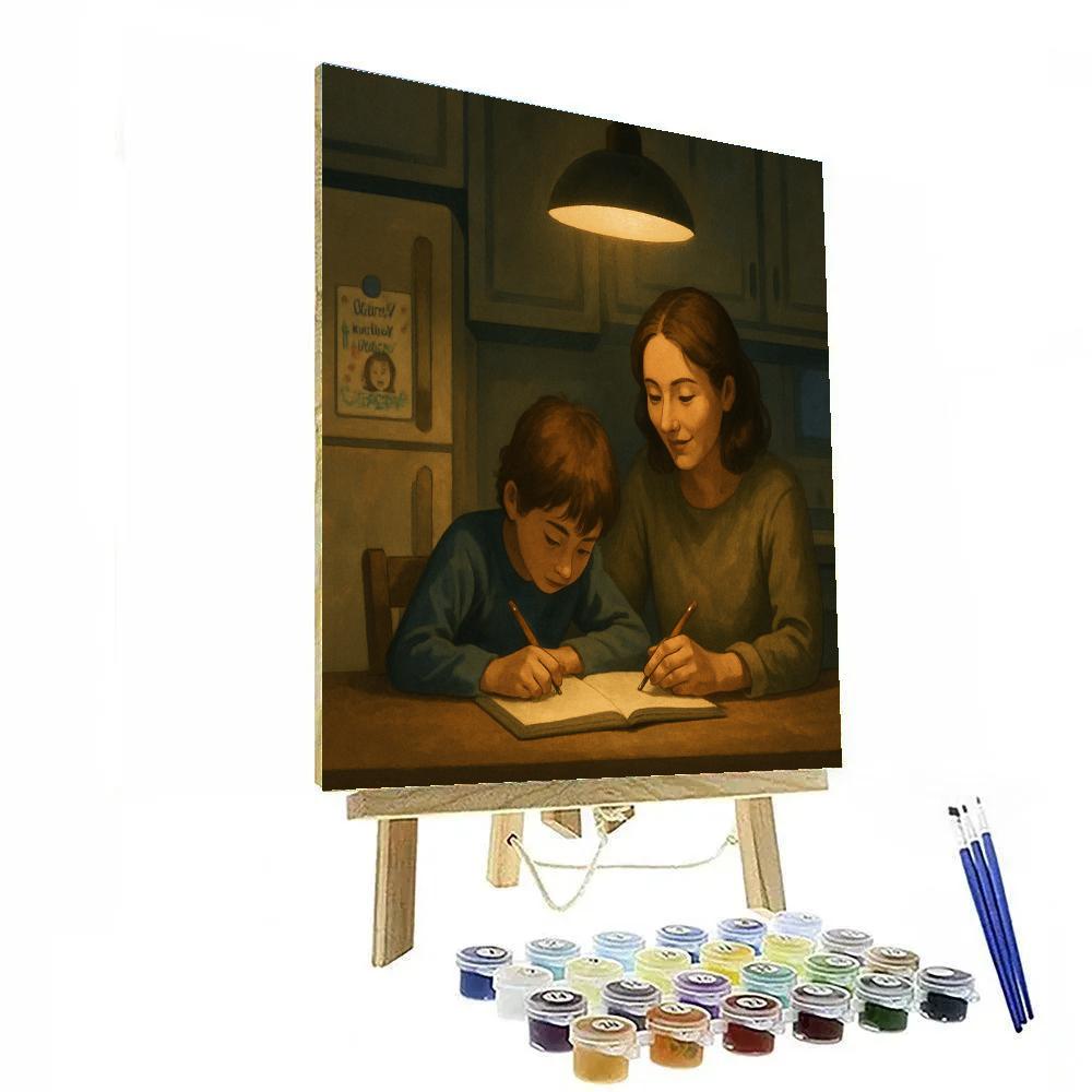 Homework At The Kitchen Table Night Numbered painting kits