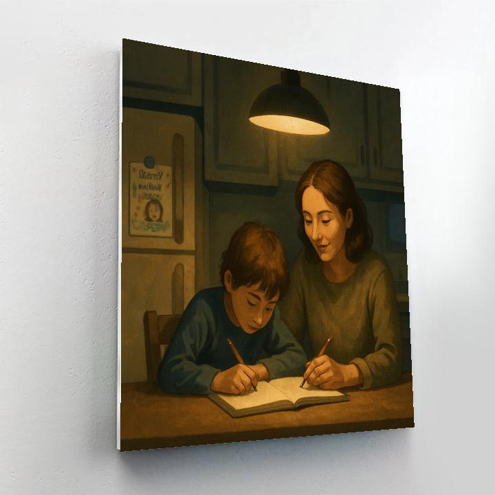 Homework At The Kitchen Table Night Numbered painting kits