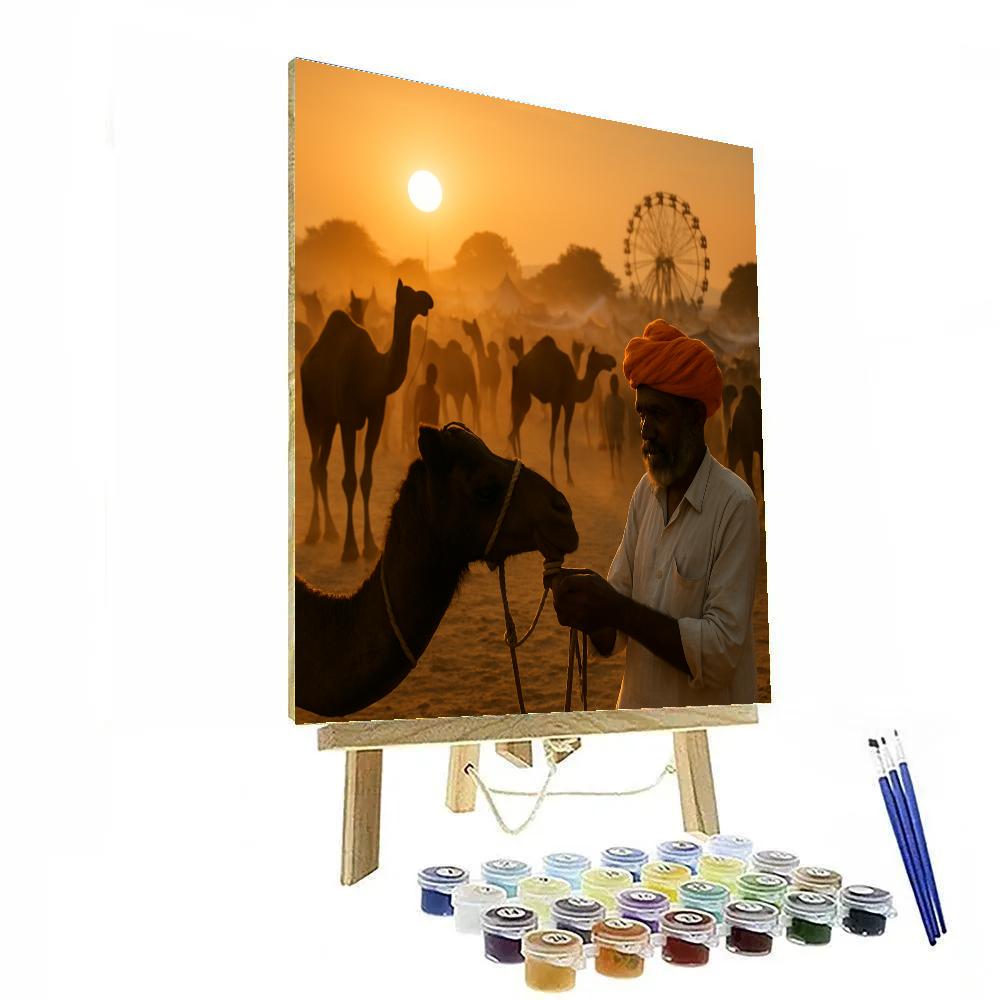 Pushkar Camel Fair Sunset On The Dunes Painting by numbers kit