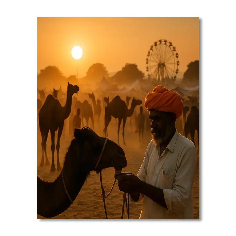 Pushkar Camel Fair Sunset On The Dunes Painting by numbers kit