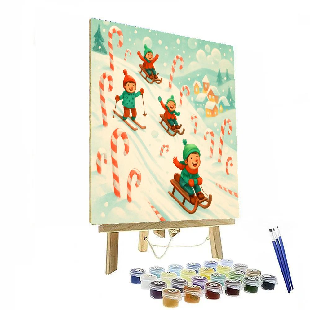 Candy Cane Ski Slope Adventure Number painting